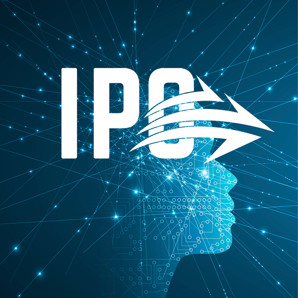 IPO logo over a face profile with interconnected lines