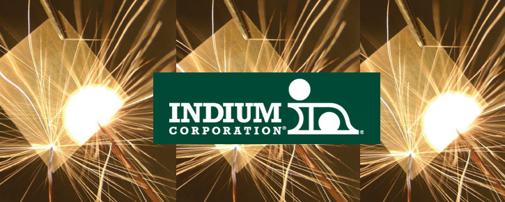 Indium logo over photos of nanolaminates