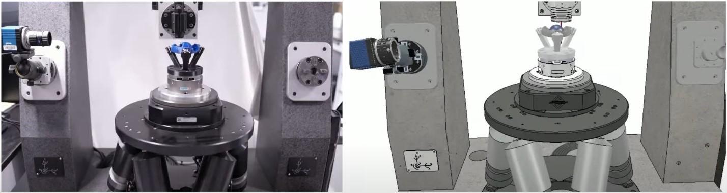 A digital twin (right) is the virtual representation of real-world objects and processes (left)