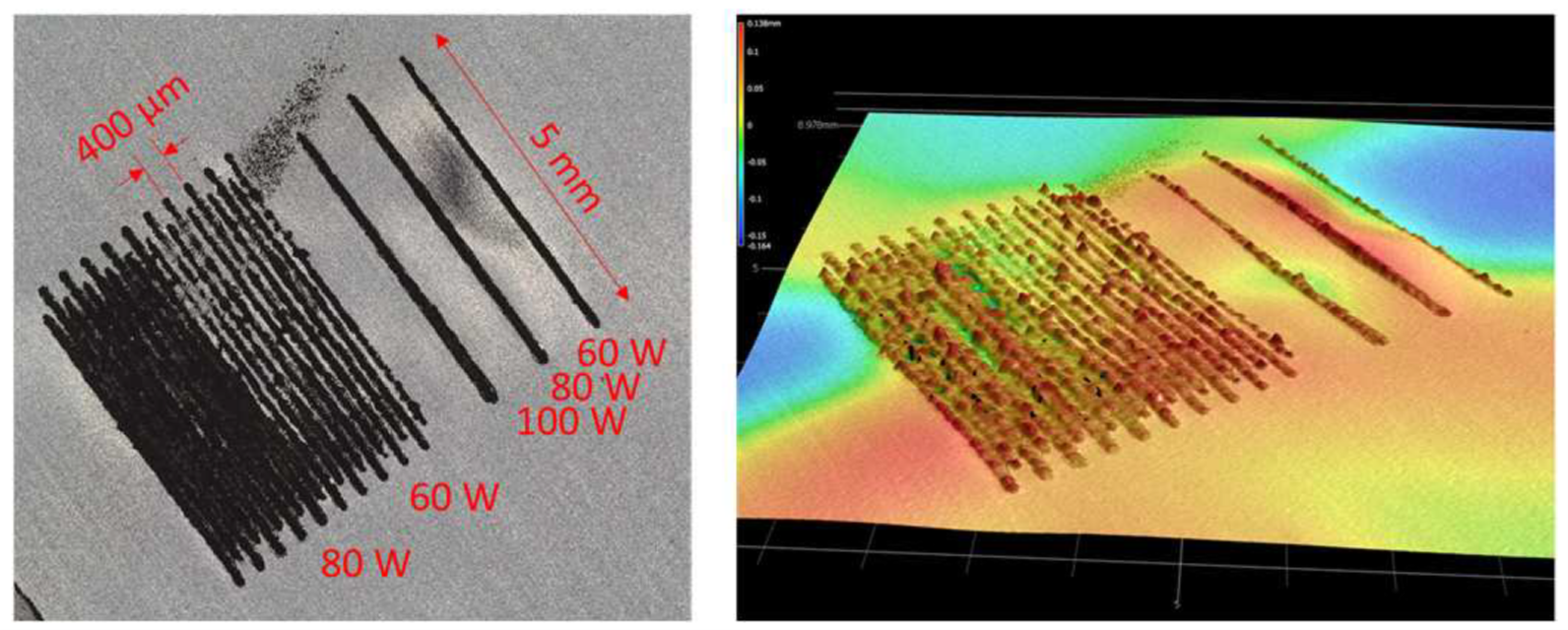 Laser powder bed fusion processing of NMC on Al-foil.