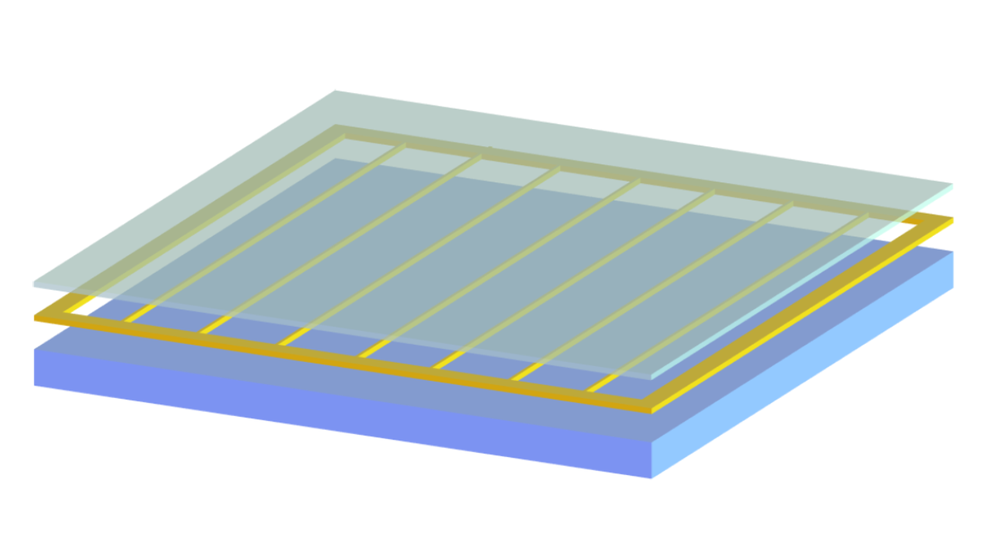 Schematic of a low sheet resistance, high RF transmission electrode