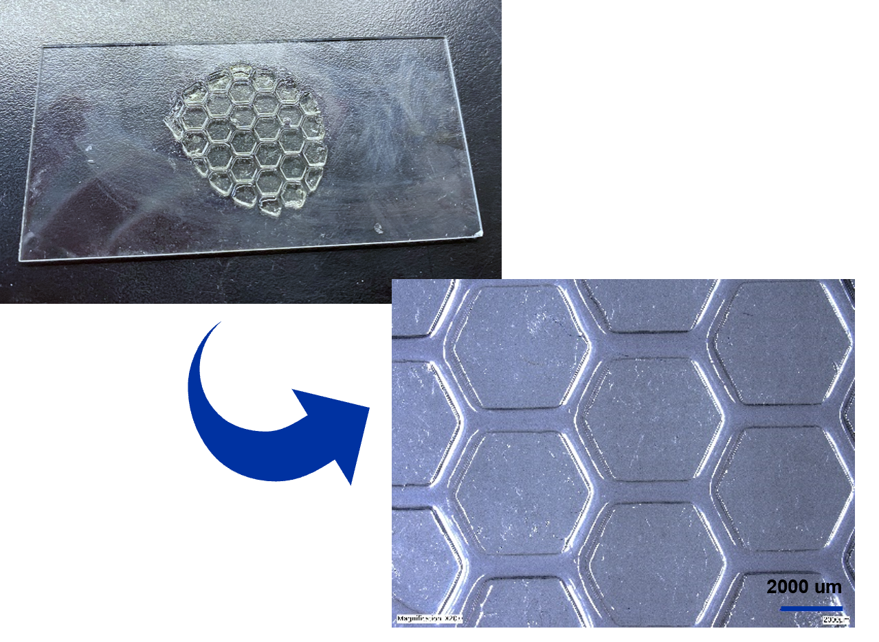 Patterned degradation using UV light of photocrosslinked polymer film