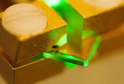 A photoconductive switch made from a synthetic, chemical vapor deposition diamond under test