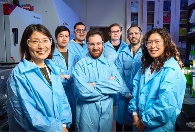 LLNL’s rare-earth element biomining research team in their lab, left to right: Yongqin Jiao, Patrick Diep, Ziye Dong, Jeremy Seidel, Gauthier Deblonde, Dan Park and Christina Kang-Yun.