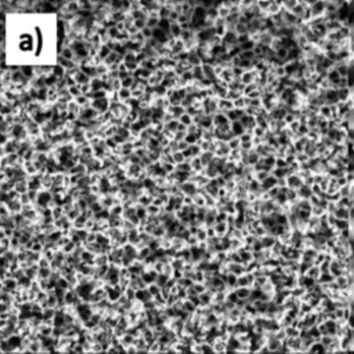 Scanning electron microscopy image of carbonized resorcinol-formaldehyde formulation.
