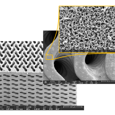 Printed TPMS membrane structures using nanoporous photoresist