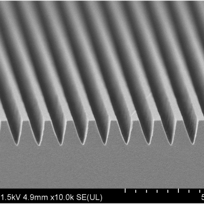 Scanning electron micrograph of bulk metamaterial structures fabricated at LLNL