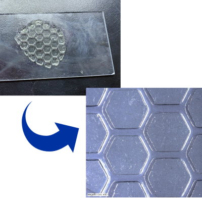 Patterned degradation using UV light of photocrosslinked polymer film