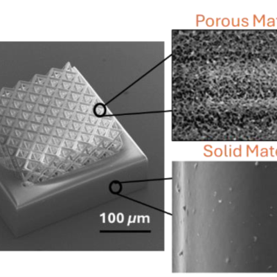 SEM images of printed 3D structure using dual wavelength 2PP system